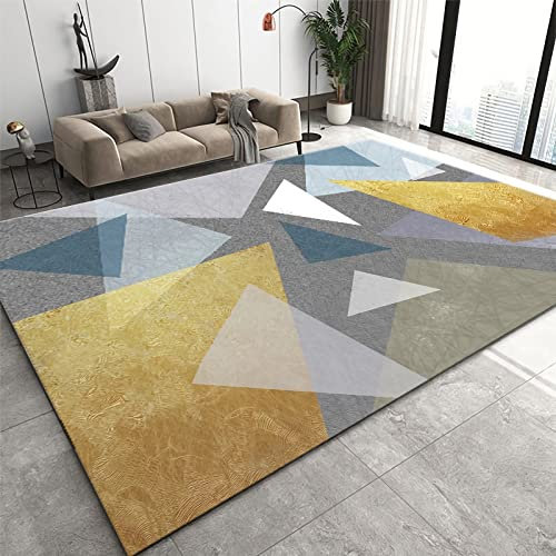 Teppich Spiel Teppich Teppich weich Gelb blau grau geometrisches dreiecksmuster wohnzimmerteppich 120x160cm