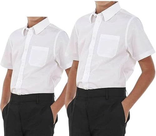 Minni Rossa Men's White Dress Shirt Pack of Two Half Sleeve Button Down Regular Fit (as8, Neck 17, Medium, White)