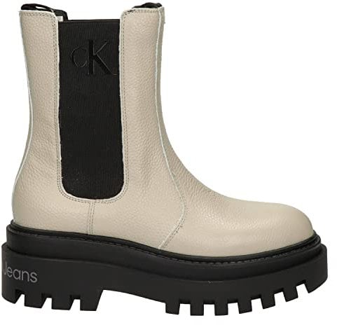 Calvin Klein Jeans - YW0YW00743 Flatform High Chelsea Mix - Stivali Stivaletti Boots, Taglia:40 EU, Colore:Beige