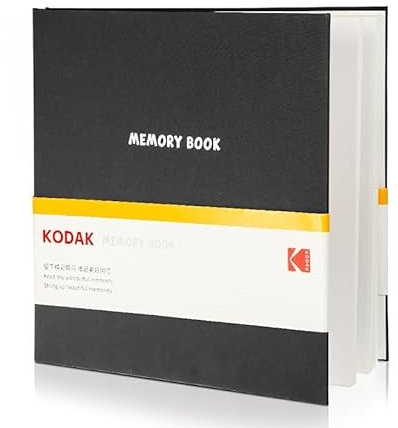 KODAK Memory Book - Selbstklebendes Fotoalbum, 20 plastifizierte Seiten mit Farb- und Lichtschutz, Flanellumschlag, Format 32,5x33 cm, für Fotos 3R/4R/5R - Schwarz