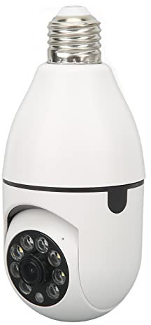 ASHATA Light Bulb Security Camera, WIFI Light Bulb Security Camera Smart Home Dome Surveillance Cameras, 360 Degree Panoramic, Night Vision, E27 Port, for Indoor Outdoor