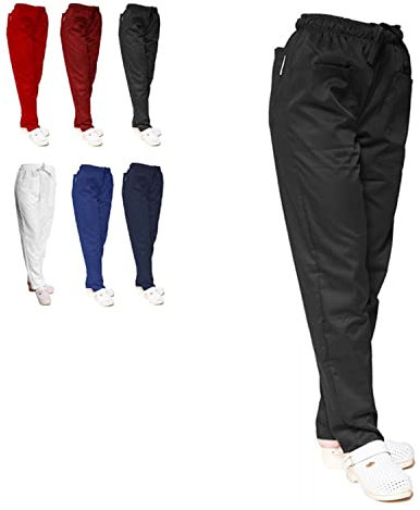 Arbeitshose, für Koch, Küche, Pizzaiolo, Bäcker, Krankenschwestern, Konditoren, Lebensmittel, Unisex, 100% Made in Italy, Schwarz , S