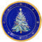 Piatti usa e getta biodegradabili cartone 23 cm di diametro per Natale in colore blu con albero di Natale - Confezione 6 pz