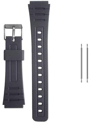 CABLEPELADO Uhrenarmband kompatibel mit Casio | Silikonband Casio | Harz | silberne Schnalle | inklusive 2 Federstegen | geeignet für Modelle F91W F-91W mit 18 mm Befestigung | schwarzes Armband