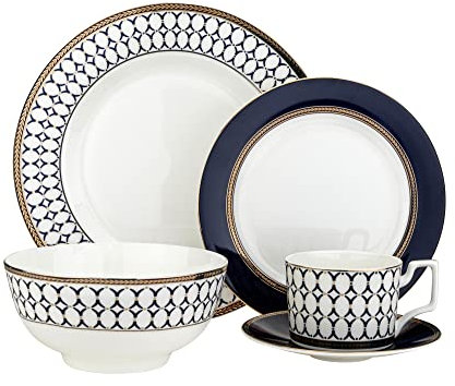 Bone China Porzellan Geschirrset Elegantes Geschirrset Service für 4 Speiseteller Suppenteller Flachteller