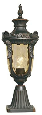meineWunschleuchte Hochwertige Sockel Laterne im Jugendstil mit Schirm aus Amberglas, Höhe 54cm