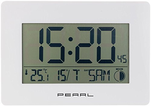 PEARL Wanduhr-Funkuhr: Funk-Wanduhr mit Jumbo-Uhrzeit, Versandrückläufer (mit Wecker, LCD Funkuhr, Digitale)