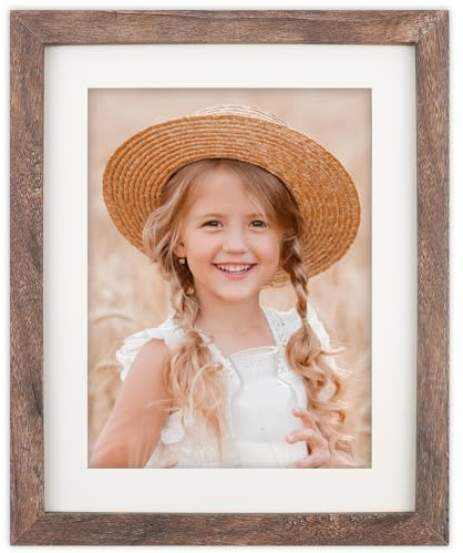 ORIVAN 8x10 Picture Frame Wood Display Picture 6x8 with Mat or 8x10 without Mat Distressed Brown Photo Frame for Wall and Tabletop Decoration
