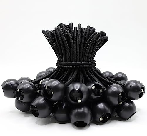 YUNSHANGHE Lot de 50 tendeurs en Caoutchouc avec Boule, 15 cm Tendeur Elastique avec Boule, tendeurs de bâche pour Tente, Affiches, bannière, pavillon