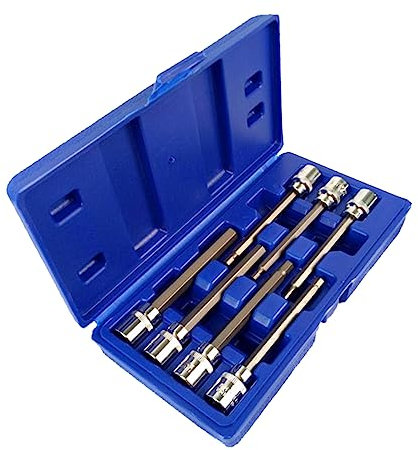 DOITOOL 7pcs Long Reach Socket Set Hex Key Wrench Set Chrome-Vanadium Steel Socket Bit