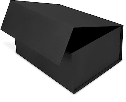 Verpackungswelt Geschenk-Box mit Deckel | 45 x 35 x 20 cm | Geschenk-Karton mit Magnet-Verschluss | Perfekt für Geburtstag, Hochzeit, Weihnachten, Geburt | Geschenk-Verpackung in Schwarz Natur
