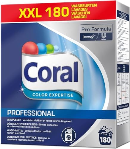 Coral Pro Formula Color Expertise Waschmittel Pulver, stark gegen Flecken, professionelle Formulierung, 180 WG - 8KG