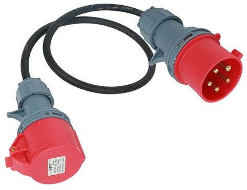 CEE Bausatz Adapter 32A Stecker auf CEE 16A Kupplung,CEE Adapterleitung 1M Anschlusskabel 5x2,5mm² Gummischlauchleitung Adapter