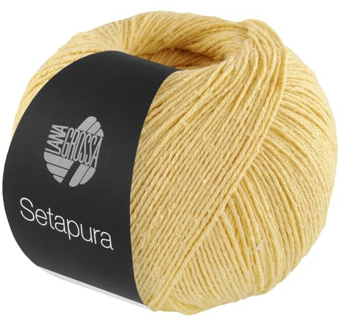 LANA GROSSA Setapura | Angenehm weiches, mattes Seidengarn | Handstrickgarn aus 100% Seide | 50g Wolle zum Stricken & Häkeln | 200m Garn FB1