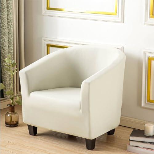 Surwin Sesselbezug Elastische Sesselschoner, Einfarbig Sesselüberwurf Universal Chair Schonbezug Sofabezug für Clubsessel Lounge- & Cocktailsessel (One Size,Beige)