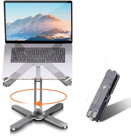 Moallia Laptop-Ständer mit 360 Grad drehbarer Basis, Computer-Notebook-Laptop-Riser, Metallhalterung für den Schreibtisch, kollaborative Arbeit, vollständig faltbar für einfache Lagerung, passend für