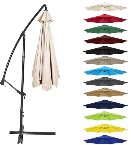 Canopy Cover 200CM 2.7M 300CM (6 Arms/8 Arms) Umbrella Replacement Cloth Cantilever Parasol Top Fabric Cover UV Protective(Color:White,Size:8 ribs-3m(9.8ft))