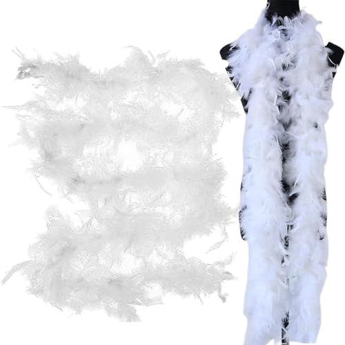 Weiße Federboa – 2 Meter Lange Federboa Für Frauen Zum Basteln, Flauschige Federboa, -Kostümzubehör Für Mädchen, Weihnachten, Karneval, Tanzen, Hochzeitsfeier