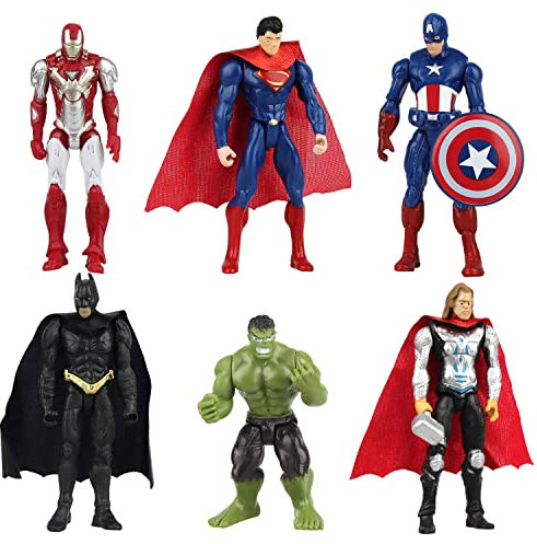Marvel Figuren set, Mini Avengers Figuren 6 Stück Marvel Figuren Klein Marvel Tortendeko Figuren für Kinder Junge Geburtstags Kuchen Dekoration Party Autodekoration Kuchenaufstecker