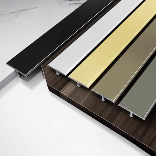 Übergangsleiste Übergangsprofil T-Profil Edelstahl Schiene Übergangsprofil Übergangsschiene Flach Ausgleichsprofil Aluminium Abdeckleiste Länge 135CM*2 Stück(Silber,W:22MM H:7.5MM)