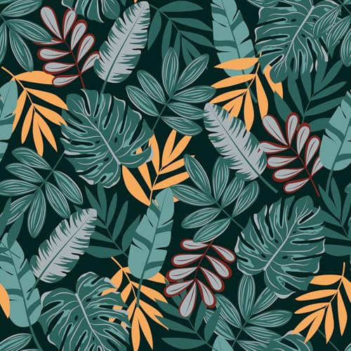 Yullpaper Papier Peint Jungle Tropical Vert Papier Adhesif pour Meuble Papier Adhesif Mural Decoratif Pour Salon Chambre Papier Peint Fleuri Feuillage Vintage Film Autocollant Meuble 44,5cm x 300cm