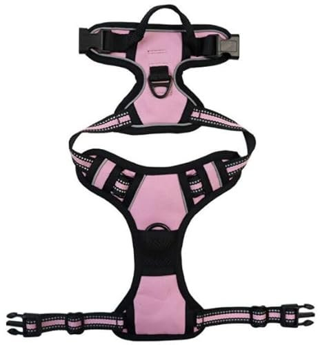 Fluffix Anti-Zug Hundegeschirr – Farbe: Rosa/Pink - Größe: S - Verstellbar, Atmungsaktiv & Reflektierend in Allen Größen Brustgeschirr
