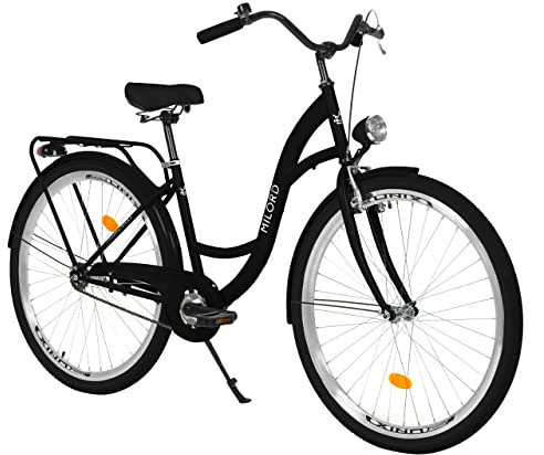 Balticuz OU Komfort Fahrrad, Hollandrad, Damenfahrrad, Citybike, Retro, Vintage, Schwarz, 28 Zoll, 1-Gang