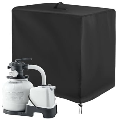 Hekasvm Abdeckung Poolpompe, Abdeckung Filterpumpe Pool, Zubehör Pool Pumpe, 420D Dickes Oxford-Tuch, Anti Staub Anti-UV Anti-Regen (84 x 61 x 86 cm) (Schwarz)