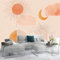 Papier Peint 3D Panoramique Boho Soleil Lune Abstrait Intissé Murale Tapisserie PêChe pour Salon Chambre Restaurant Couloir TV Fond Décor Mural 350x256cm