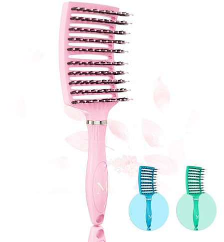 MOONIE'S Haarbürste ohne Ziepen, Premium Haar Bürste Entwirrbürste Detangler für lange Haare, Hair-Brush Haarpflege Paddelbürste für Damen Herren & Kinder, nasses & trockenes Haar, Blau