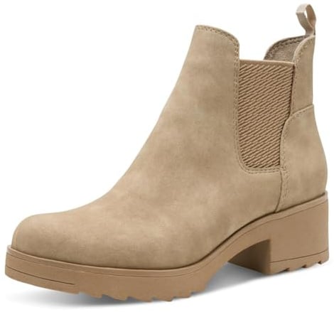 MARCO TOZZI Damen Chelsea Boots Vegan mit Blockabsatz