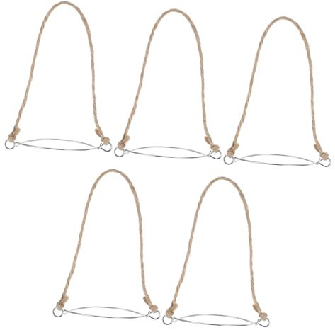 KOCKSHION 5stücke Hakenaufhänger Für Gläser Metallring Mit Breiter Öffnung Drahtgriffe Zum Aufhängen Von Einmachgläsern Und Solarleuchten Mit Hanfseilgriff Für Diy-projekte Und Rustikale Woh