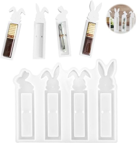 Silikonform Ostern 4 Stück Silikonformen Gießformen Hase Gießformen Silikon Geldgeschenk Giessformen Silikon für DIY Bastelarbeiten, Pflaster, Kerzen