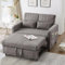 Merax Sofabett mit Schlaffunktion, ausziehbares Zweisitzer Schlafsofa, mit verstellbare Rückenlehne, atmungsaktiver Baumwoll-Leinen-Stoff, inkl. Kissen, für Wohnzimmer & Schlafzimmer, Grau