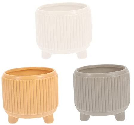 YARNOW 4pièces Petits Pots De Fleurs Céramique Jardinière pour Plantes Succulentes Et Cactus Décoration Intérieure Moderne Blancs