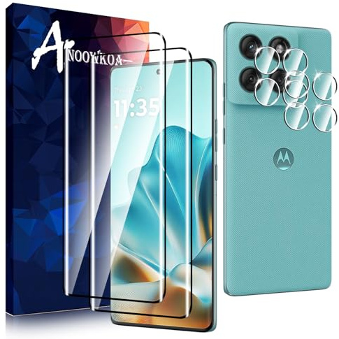 Anoowkoa 2+2 Pack for Motorola Moto Edge 60/Moto Edge 60 Fusion Screen Protectors and Camera Lens Protectors Guard Tempered Glass Film, Anti Fingerprints Protective Film