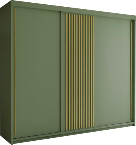FURNITUREWAVE Modern Double or Triple Door Sliding Wardrobe with Hanging Rails & Shelves |3 sizes 150cm/203cm/250cm
