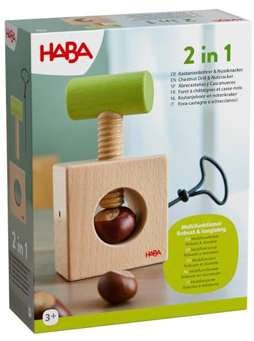 HABA Chestnut Drill & Nutcracker 2-in-1 - Versatile Craft and Kitchen Tool for Kids & Adults - 2012298001