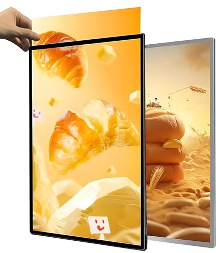 1 caja de luz LED ultrafina de vidrio templado, marco publicitario LED para menú, para restaurantes, bares y tiendas black A2