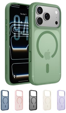 Belkin SheerForce Grip MagSafe Compatible iPhone 17 Pro Case with Slim Design & Anti-Slip Side Lines - Magnetic, Transparent, & Shockproof Protective iPhone Case - Sage
