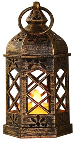 Deko Laterne klein - LED Mini-Laterne, dekorative Mittelstücke im Vintage-Stil, robuste Konstruktion, leicht zu platzierendes Design | Urlaub und Partys für Weihnachten, Diwali, Ostern, Hochzeit