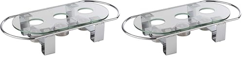 APS 35065 Speisenwärmer, Tellerwärmer, 3-flammig, Gestell aus Metall, Glasplatte, 34 x 18 x 6 cm (Packung mit 2)