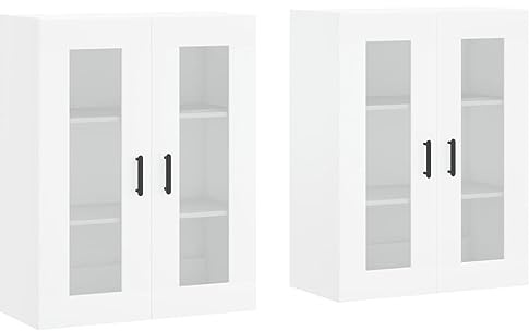 mtlskopl Sideboard Weiß 2-TLG Wand-Eckschrank mit Glastür 69,5x34x90 cm Holzwerkstoff Modernes Design Robust & Langlebig für Küche Flur Wohnzimmer