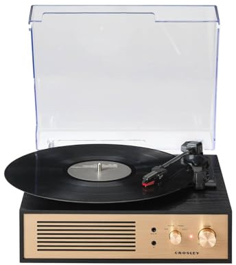 Crosley Miles 3-Gang-Plattenspieler mit Bluetooth EIN- und Ausgang, integrierten Lautsprechern, Schwarz
