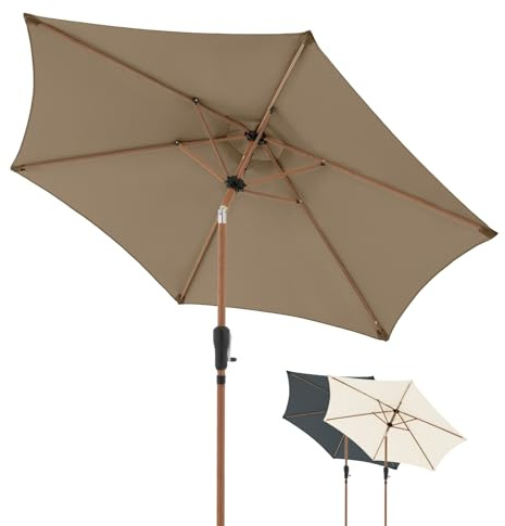 Doppler City Wood Balkonschirm 250cm Greige mit Kurbel UV-Schutz 50+