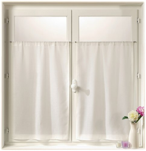 Linder 0323 /10/415 Paire de Vitrages Droits Etamine Blanc Passe Tringle 55 x 160 cm