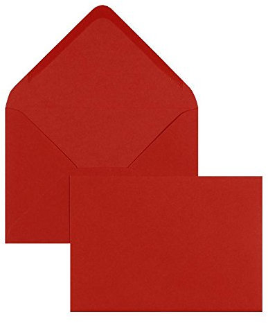 Blanke 100 Stück, Rot, C6 Briefumschläge, 114 x 162 mm, Offset 100g/qm, Spitzklappe, ohne Fenster, ideal für Hochzeit, Weihnachten, Grußkarten und Einladungen, Nassklebung, Ohne Fenster
