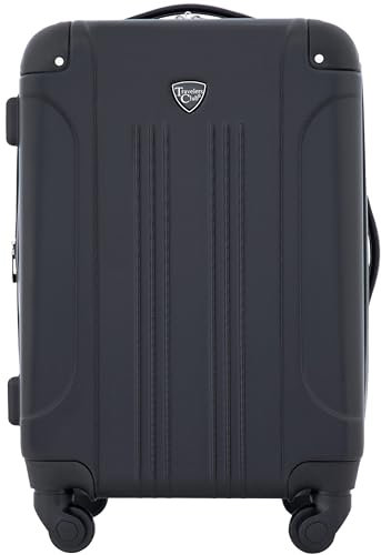 Travelers Club Sky+ Gepäck-Set, schwarz, 20 Carry-On, Chicago Hartschalen-Koffer, erweiterbar