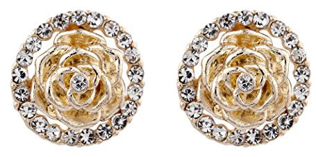 Ohrclips - vergoldet blume mit Rhinestone-Kristall - Heidi von Bello London