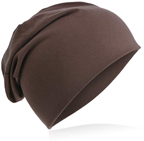 Miobo Slouch Beanie Mütze, Long, Unifarbe, Herren Damen, Graubraun